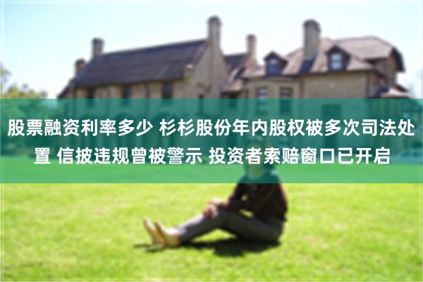 股票融资利率多少 杉杉股份年内股权被多次司法处置 信披违规曾被警示 投资者索赔窗口已开启
